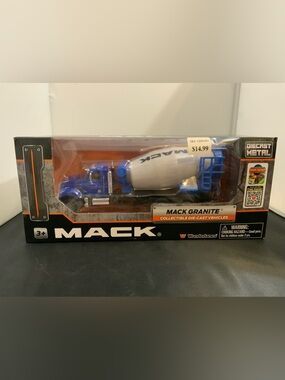 Mack Granite Blue and White Cement Mixer Toy Truck